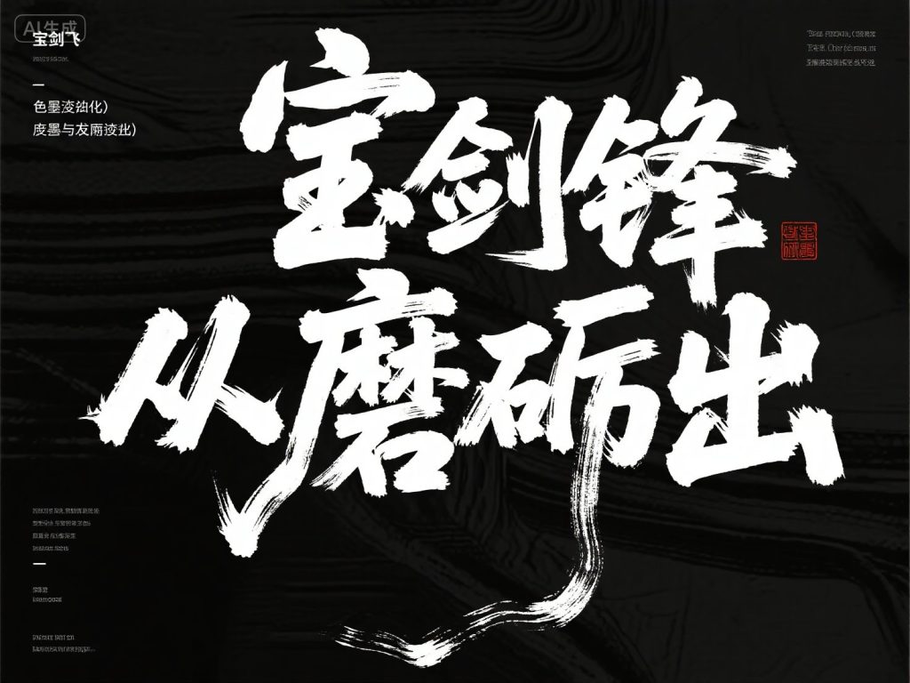 【AI狂草书法生成提示词】 枯笔飞白，动态墨韵-聚豪云创下载-聚豪云创