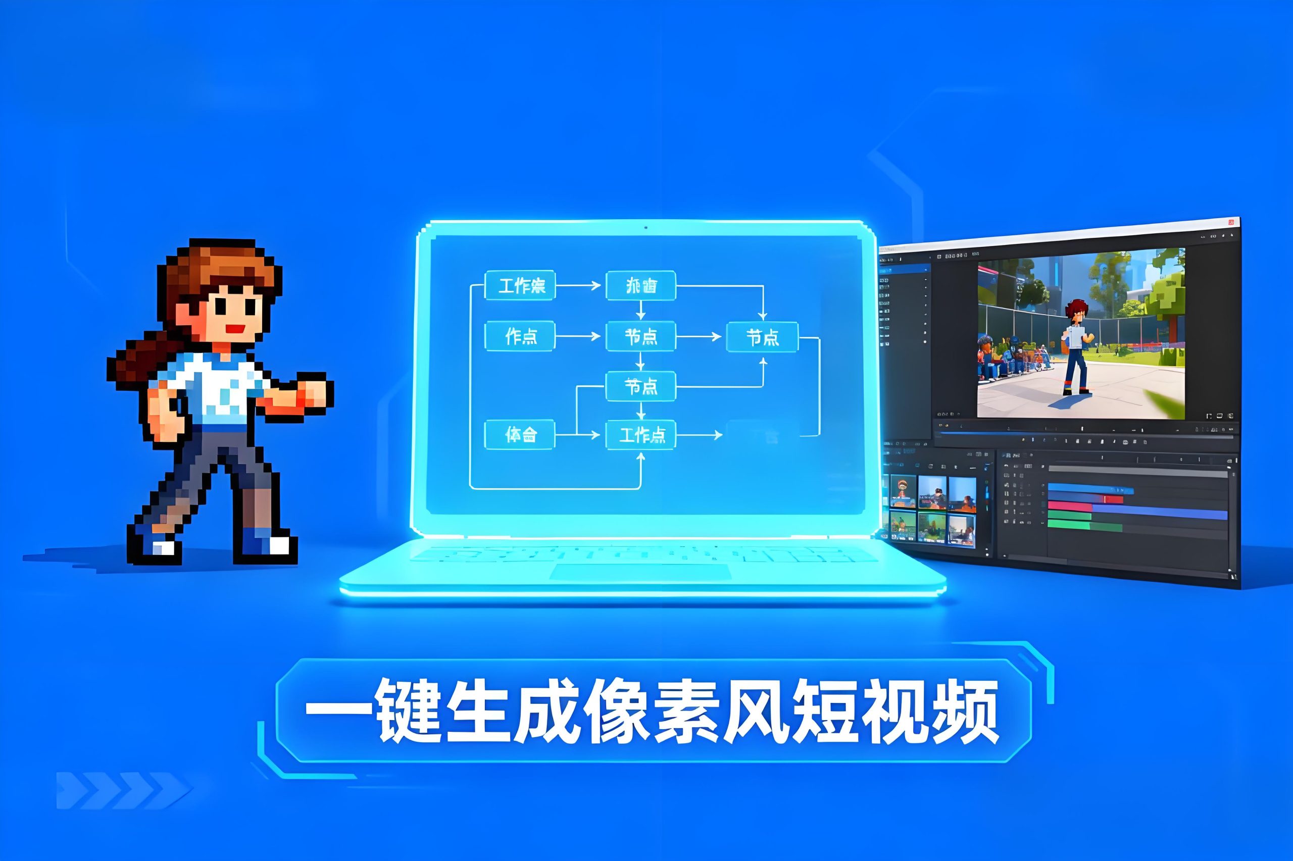 像素风动态视频生成工作流｜Coze自动化短视频创作模板