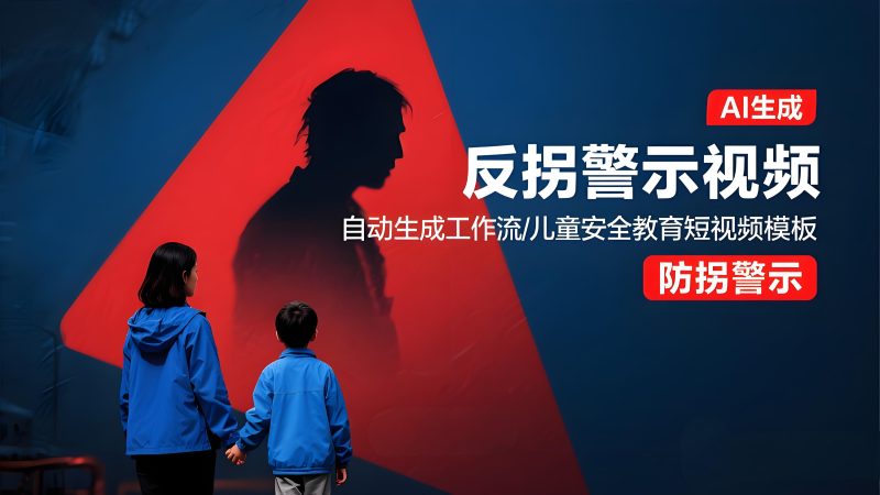 反拐警示视频自动生成工作流｜儿童安全教育短视频模板