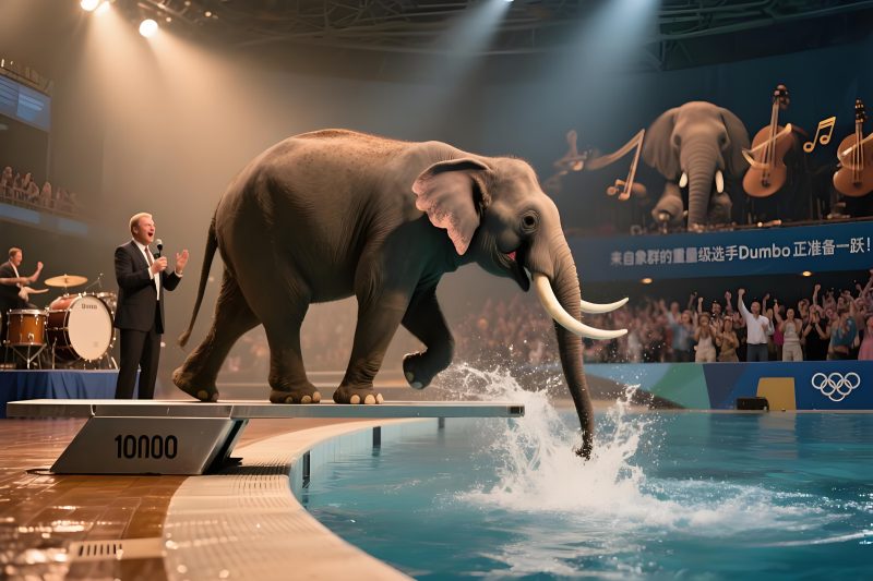 动物奥运会跳水视频Veo3提示词模板 – 一键生成爆款短视频