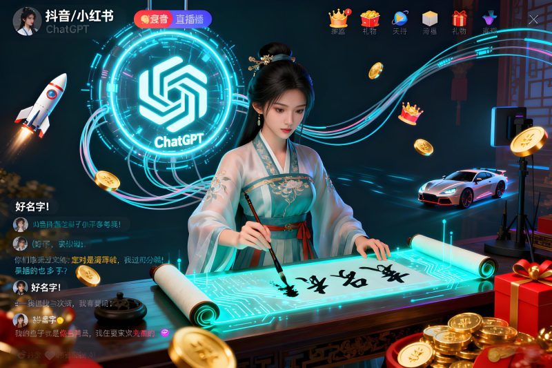 AI起名直播副业：用ChatGPT+数字人直播变现