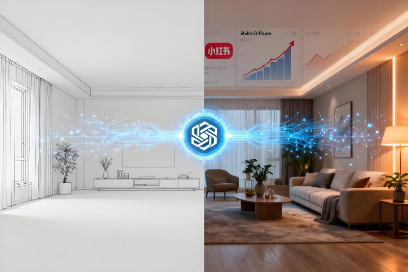 AI家装小红书副业：SD一键生成效果图引流变现